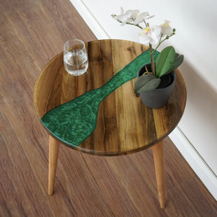 CORRIGAN STUDIO Jossa Epoxy Blue River and Green River End Table