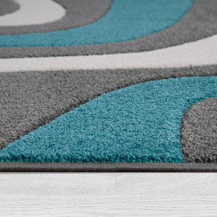 ZIPCODE DESIGN Lailah Abstract Machine Woven Grey/Turquoise/White Area Rug