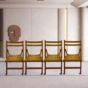 Inbox Zero Lastra Solid Wood Folding Chair Set of 4 (Set of 4)