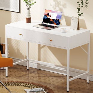 MERCER41 47" Vanity Desk with 2 Drawers, Makeup Vanity, Vanity Desk, Vanity Table, Bedroom Vanity, Bedroom Desk, Modern Desk, Make up Vanity, Small White Desk, Small Vanity Desk, White Makeup Vanity