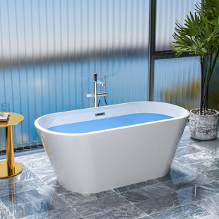 EMERIT HOME 59'' x 30'' Freestanding Soaking Acrylic Bathtub
