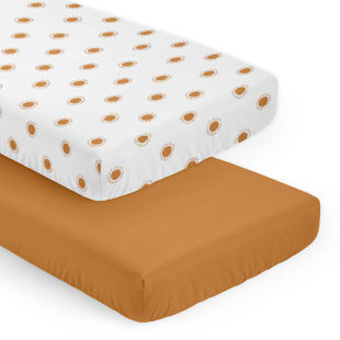 SWEET JOJO DESIGNS Rust Orange/White 2 - Piece Standard Crib Sheet Set