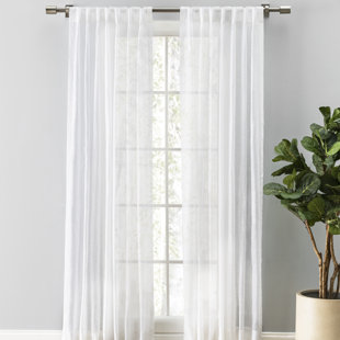 WILDON HOME® Cordovano Premium Pure 100% Linen Sheer Rod Pocket w/ Backtab Single Curtain Panel