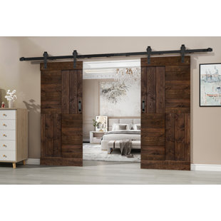 ISLIFE Solid Wood Paneled Painted With Installation Hardware Kit Barn Door(Set of 2) (Set of 2)