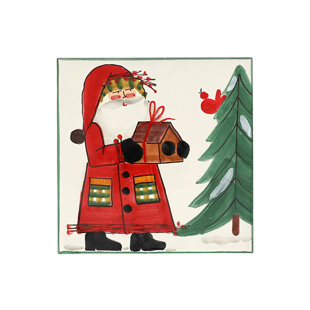 VIETRI Old St. Nick Trivet with Bird House