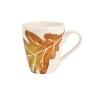 VIETRI Autunno Handmade Terra Bianca White Oak Leaf Mug