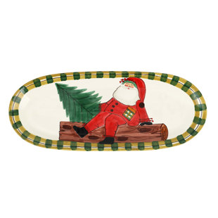 VIETRI Old St. Nick Large Narrow Oval Platter