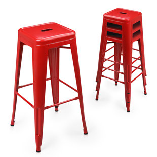 WILLISTON FORGE Kery Metal Bar Stools Backless Counter Height Barstools For Indoor Outdoor (Set of 4)