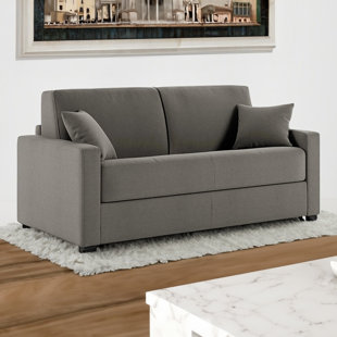 CASA ITALIA FURNITURE Marlene 81" Italian Top Grain Leather Queen Sofa Bed with Memory Foam Mattress