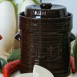 Razorri 2 Liter (0.5 Gallon) Sauerkraut Ceramic Fermentation Crock, Traditional Water-Sealed Jar