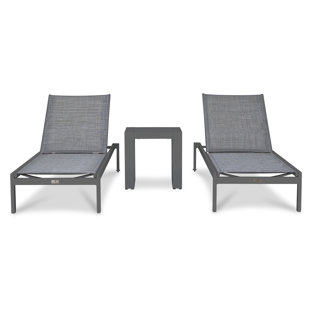 HARMONIA LIVING Outdoor Metal Chaise Lounge with Table