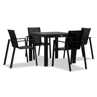HARMONIA LIVING Lift Square 4 - Person 35.5'' L Outdoor Restaurant Dining Set