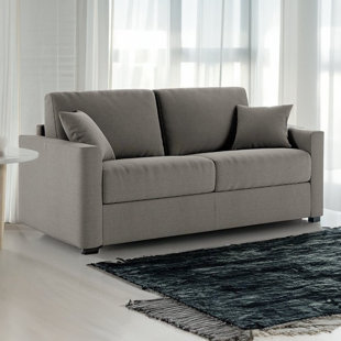 CASA ITALIA FURNITURE Anastasia 81" Italian Top Grain Leather Queen Sofa Bed with Memory Foam Mattress