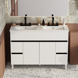 MOONQUAKE 46.5'' Double Bathroom Vanity with Resin Top