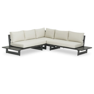 MERIDIAN FURNITURE USA 102'' Metal Outdoor Patio Sectional with Sunbrella® Cushions