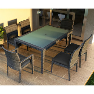 HARMONIA LIVING Dune 6 - Person Rectangular Outdoor Dining Set with Sunbrella Cushions