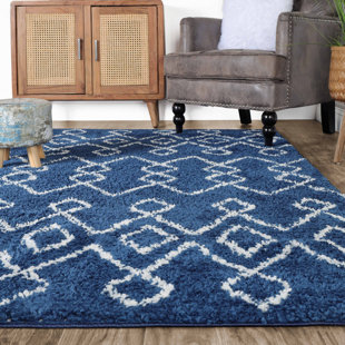 MISTANA™ Claar Boho Geometric Diamonds Indoor Plush Shag Area Rug