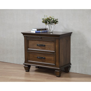 DARBY HOME CO Zhenyu Solid + Manufactured Wood Nightstand in Burnished Oak