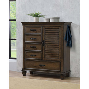 DARBY HOME CO Zhenyu 5 Drawer 42.85" W Gentleman's Chest in Burnished Oak