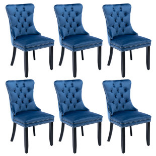 PUME Hebner Tufted Modern Velvet Upholstered Dining Side Chair (Set of 6)