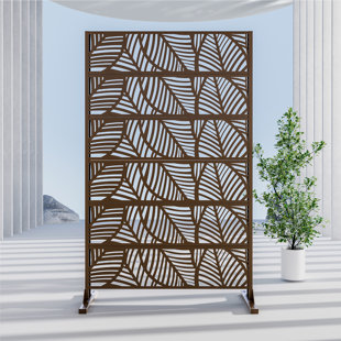 EASCOM 44.45" W x 72.36" H Outdoor Privacy Screen 6 - Panel Freestanding, Decorative Room Divider