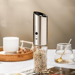 SC0GO Electric Salt And Pepper Grinder Set Rechargeable With Usb Automatic Gravity Stainless Steel Pepper Mill Spice Grinder Adjustable Coarseness