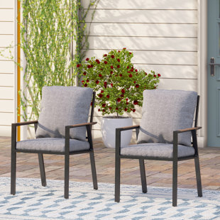 HOKKU DESIGNS Craver Aluminum Patio Dining Chairs With Cushions (Set of 2)