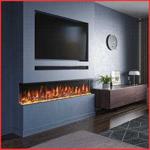 EVOLUTION FIRES 3D Panoramic 3 Sided Media Wall Electric Fireplace 60-inch