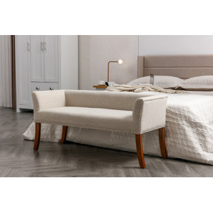 PORTHOS HOME Sabrina Fabric Upholstered Bench with Rubberwood Legs