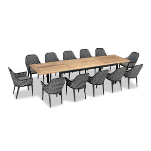 HARMONIA LIVING Parlor 12 - Person Rectangular Extendable Outdoor Dining Set with Cushions