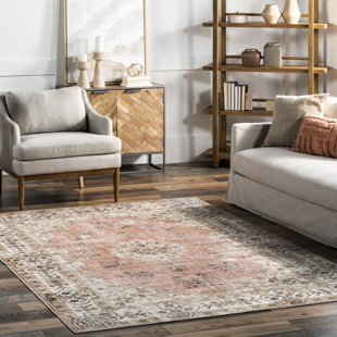 CANORA GREY Ren SpinClean Vintage Floral Machine Washable Area Rug