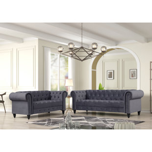 HOUSE OF HAMPTON® Marvale Gustavs 2 - Piece Velvet Living Room Set