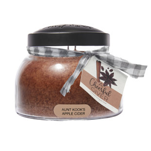A CHEERFUL CANDLE LLC Aunt Kook's Apple Cider Scented Jar Candle with Glass Holder