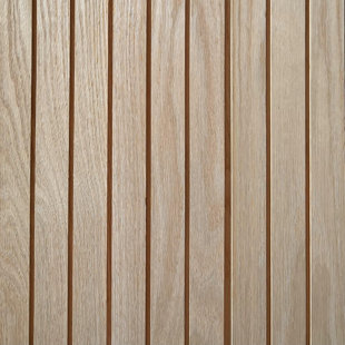 TIMELINE WOOD TIMELINE Fluted Solid Oak Thin Square 5.25” X 72” Real Wood Slat Wall Paneling - 6 brds