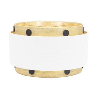 COUTURE, INC. 9'' H x 13'' W Linen Drum Lamp Shade (Spider) in Gold/White/Black