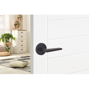 SURE-LOC HARDWARE Ridgecrest Modern Basel Single Dummy Door Lever with Round Rosette