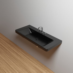 WS Bath Collections Luxury 18.1'' White Ceramic Rectangular Bathroom Sink with Overflow