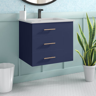 WADE LOGAN® Aurilla 24'' Wall Mounted Single Bathroom Vanity with Ceramic Top