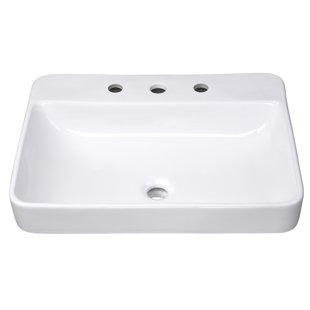 Aquaterior 18.13'' White Porcelain Rectangular Bathroom Sink