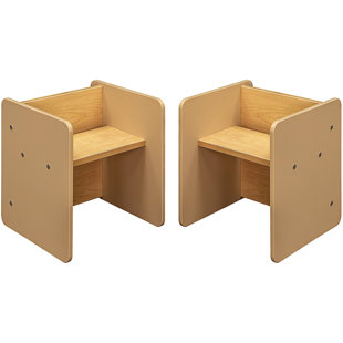 TOTMATE Kids 6'' Wood Desk / Activity Chair and Ottoman (Set of 2)