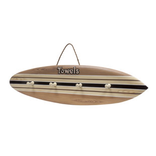 RAM OUTDOOR DECOR Surfboard Wall Mount Towel Rack