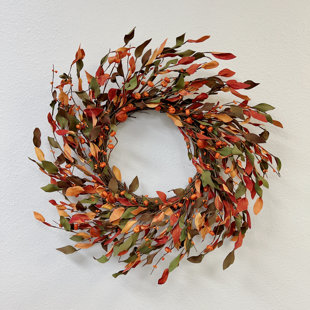 THE HOLIDAY AISLE® Ansuma 26-inch Artificial Twig Fall Winter Thanksgiving Wreath for Your Front Door