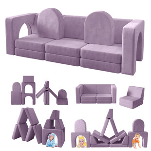 GEMMA VIOLET Chesterle Kids Play Couch,12 in 1 Multifunctional Modular Kids Sofa for Playing,Creativing,Sleeping