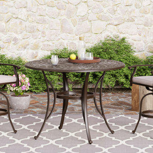 DARBY HOME CO Adoraim Round Aluminum Outdoor Dining Table