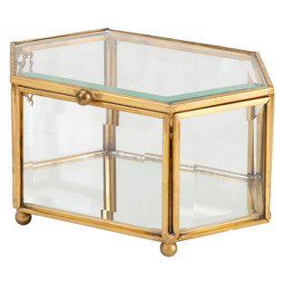 MERCER41 Lonsdale Mirrored Bottom Diamond Shape Glass Keepsake Box
