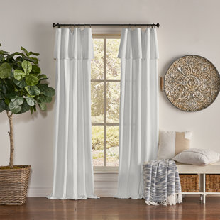 ETTA AVENUE™ Destini Drop Cloth Light Filtering Ring Top Tab Farmhouse Curtain with Valance