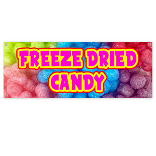 TAMPAPRINTING Freeze Dried Candy Banner 13 oz | Non-Fabric | Heavy-Duty Vinyl Single-Sided With Metal Grommets