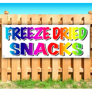 TAMPAPRINTING Freeze Dried Snack Banner 13 oz | Non-Fabric | Heavy-Duty Vinyl Single-Sided With Metal Grommets