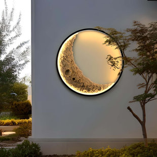 BRAYDEN STUDIO® Caid Moon Wall Sconce 23.6inch 18W Modern LED Exterior Waterproof Wall Lights