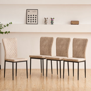 LATITUDE RUN Lelani Vintage Suede Upholstered Dining Chair (Set of 4)